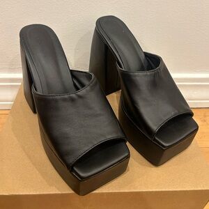 Elegant Black Platform Mules